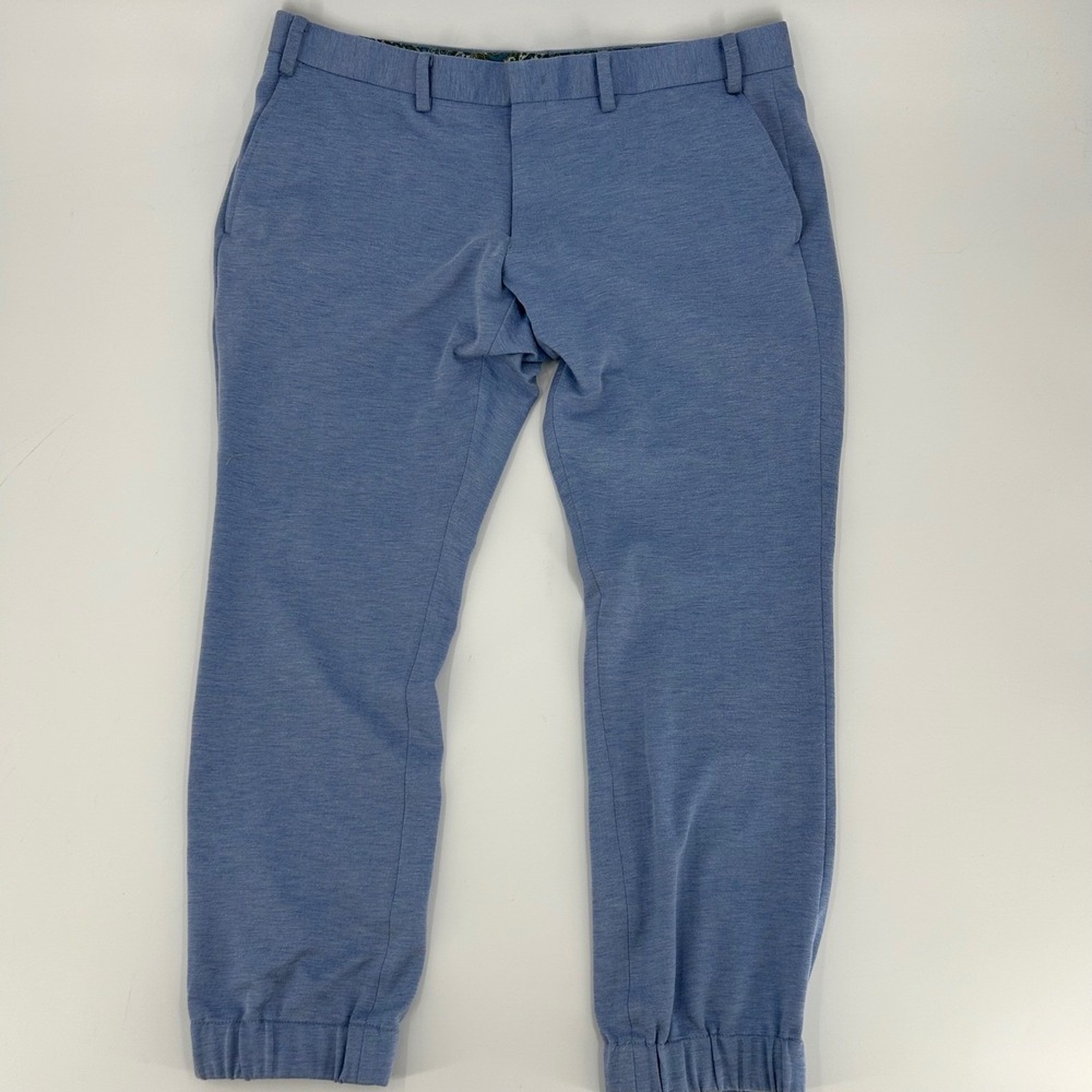 Tallia Mason Fit Blue Heathered Jogger Pants Mens 36x30 Lord & Taylor Stretch - Picture 10 of 11
